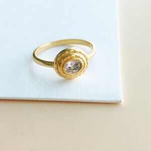 Julie Vos Collection. Gold Clear Crystal Ring Size 7